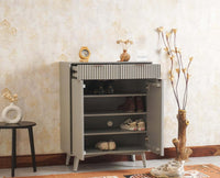 Bengaluru Solid Wood Shoe Rack Cabinet Two Doors and Drawers - Sideboard - Furniselan