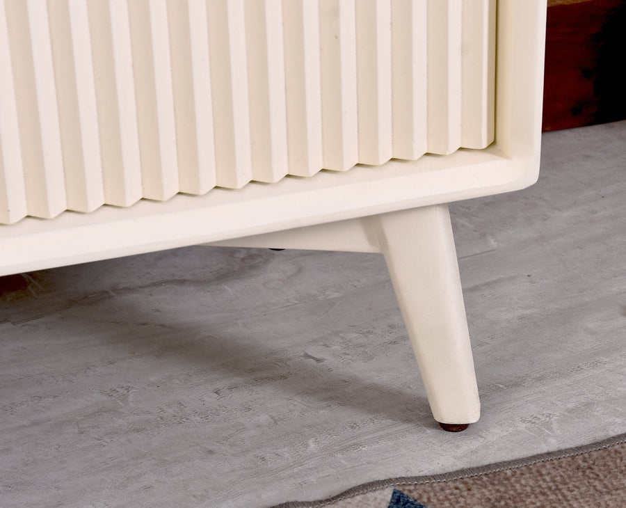 Bengaluru Solid Wood Shoe Rack Cabinet Two Doors and Drawers - Sideboard - Furniselan - Frosty-White