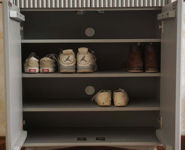 Bengaluru Solid Wood Shoe Rack Cabinet Two Doors and Drawers - Sideboard - Furniselan