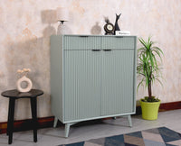 Bengaluru Solid Wood Shoe Rack Cabinet Two Doors and Drawers - Sideboard - Furniselan - Silt-Green