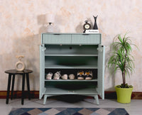 Bengaluru Solid Wood Shoe Rack Cabinet Two Doors and Drawers - Sideboard - Furniselan - Silt-Green