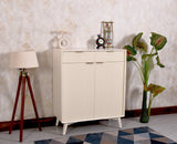 Bengaluru Solid Wood Shoe Rack Cabinet Two Doors and Drawers - Sideboard - Furniselan - Frosty-White