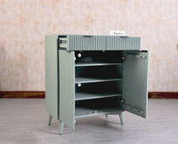Bengaluru Solid Wood Shoe Rack Cabinet Two Doors and Drawers - Sideboard - Furniselan - Silt-Green