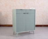Bengaluru Solid Wood Shoe Rack Cabinet Two Doors and Drawers - Sideboard - Furniselan - Silt-Green
