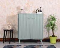 Bengaluru Solid Wood Shoe Rack Cabinet Two Doors and Drawers - Sideboard - Furniselan - Silt-Green