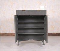Bengaluru Solid Wood Shoe Rack Cabinet Two Doors and Drawers - Sideboard - Furniselan