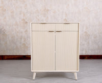 Bengaluru Solid Wood Shoe Rack Cabinet Two Doors and Drawers - Sideboard - Furniselan - Frosty-White