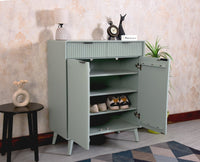 Bengaluru Solid Wood Shoe Rack Cabinet Two Doors and Drawers - Sideboard - Furniselan - Silt-Green