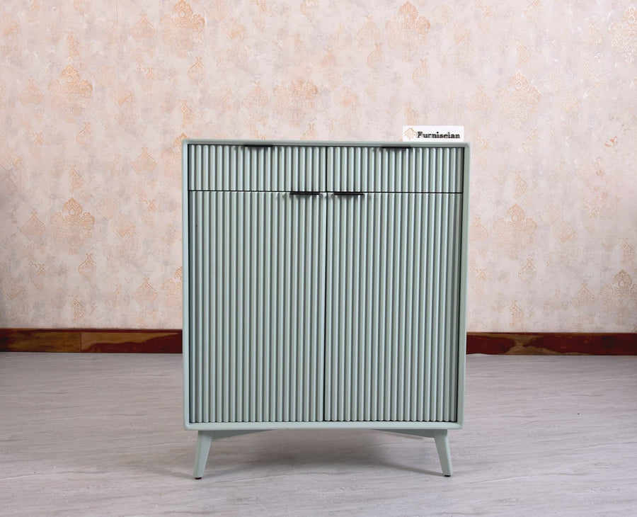 Bengaluru Solid Wood Shoe Rack Cabinet Two Doors and Drawers - Sideboard - Furniselan - Silt-Green