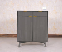 Bengaluru Solid Wood Shoe Rack Cabinet Two Doors and Drawers - Sideboard - Furniselan - Slate-Grey