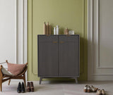 Bengaluru Solid Wood Shoe Rack Cabinet Two Doors and Drawers - Sideboard - Furniselan - Slate-Grey