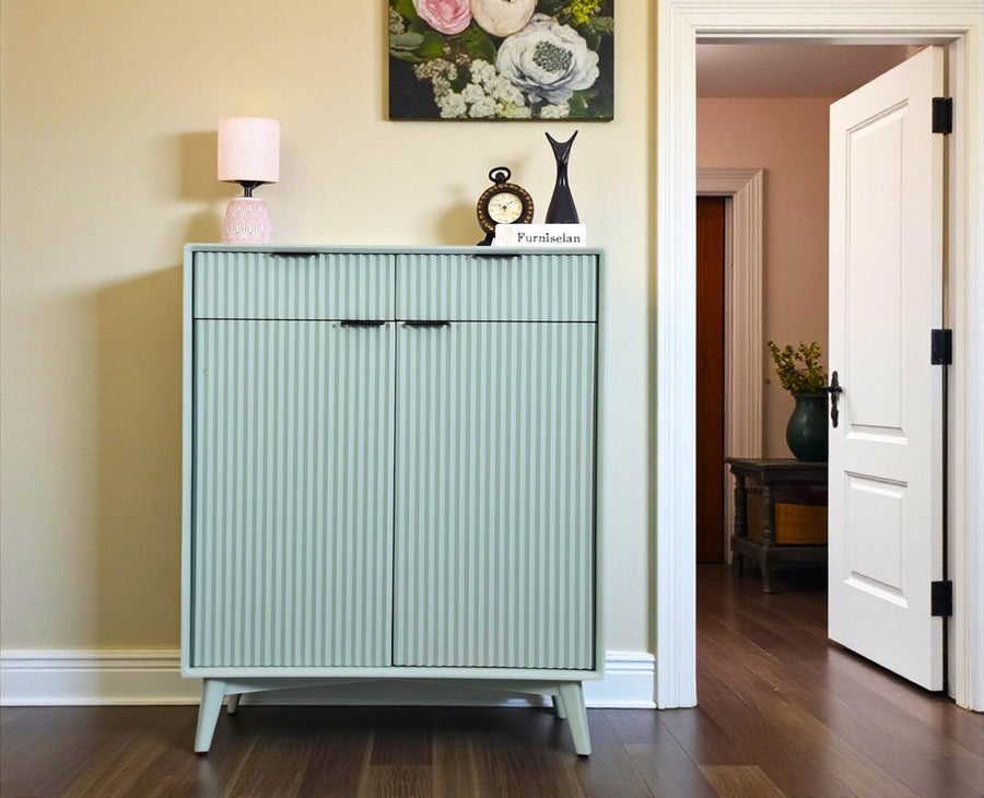 Bengaluru Solid Wood Shoe Rack Cabinet Two Doors and Drawers - Sideboard - Furniselan - Silt-Green