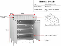 Bengaluru Solid Wood Shoe Rack Cabinet Two Doors and Drawers - Sideboard - Furniselan - Frosty White