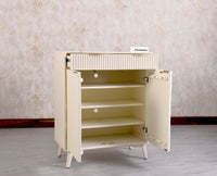 Bengaluru Solid Wood Shoe Rack Cabinet Two Doors and Drawers - Sideboard - Furniselan - Frosty White