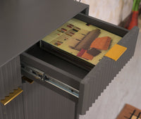 Bengaluru Solid Wood Shoe Rack Cabinet Two Doors and Drawers - Sideboard - Furniselan - Slate-Grey