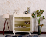 Bengaluru Solid Wood Shoe Rack Cabinet Two Doors and Drawers - Sideboard - Furniselan - Frosty-White