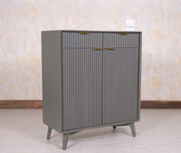Bengaluru Solid Wood Shoe Rack Cabinet Two Doors and Drawers - Sideboard - Furniselan - Slate-Grey