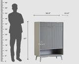 Bengaluru Solid Wood Shoe Rack Cabinet Two Doors and Drawers With Open Storage - Sideboard - Furniselan Cool-Grey