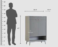 Bengaluru Solid Wood Shoe Rack Cabinet Two Doors and Drawers With Open Storage - Sideboard - Furniselan Cool-Grey