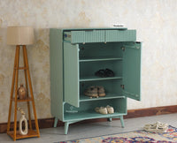 Bengaluru Solid Wood Shoe Rack Cabinet Two Doors and Drawers With Open Storage - Sideboard - Furniselan