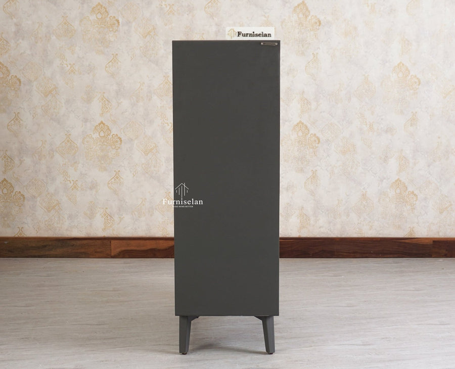 Bengaluru Solid Wood Shoe Rack Cabinet Two Doors and Drawers With Open Storage - Sideboard - Furniselan Slate Grey