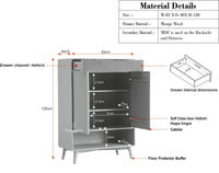Bengaluru Solid Wood Shoe Rack Cabinet Two Doors and Drawers With Open Storage - Sideboard - Furniselan Cool-Grey
