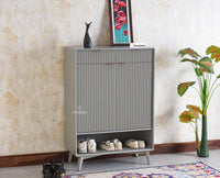 Bengaluru Solid Wood Shoe Rack Cabinet Two Doors and Drawers With Open Storage - Sideboard - Furniselan Cool-Grey