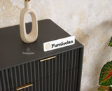 Bengaluru Solid Wood Shoe Rack Cabinet Two Doors and Drawers With Open Storage - Sideboard - Furniselan Slate Grey