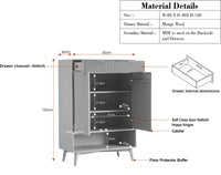 Bengaluru Solid Wood Shoe Rack Cabinet Two Doors and Drawers With Open Storage - Sideboard - Furniselan
