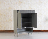 Bengaluru Solid Wood Shoe Rack Cabinet Two Doors and Drawers With Open Storage - Sideboard - Furniselan Cool-Grey