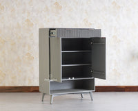 Bengaluru Solid Wood Shoe Rack Cabinet Two Doors and Drawers With Open Storage - Sideboard - Furniselan Cool-Grey