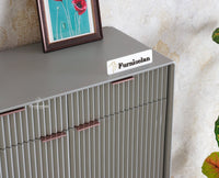 Bengaluru Solid Wood Shoe Rack Cabinet Two Doors and Drawers With Open Storage - Sideboard - Furniselan Cool-Grey