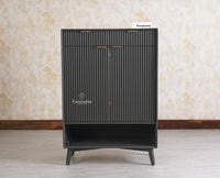 Bengaluru Solid Wood Shoe Rack Cabinet Two Doors and Drawers With Open Storage - Sideboard - Furniselan Slate Grey