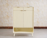 Bengaluru Solid Wood Shoe Rack Cabinet Two Doors and Drawers With Open Storage - Sideboard - Furniselan
