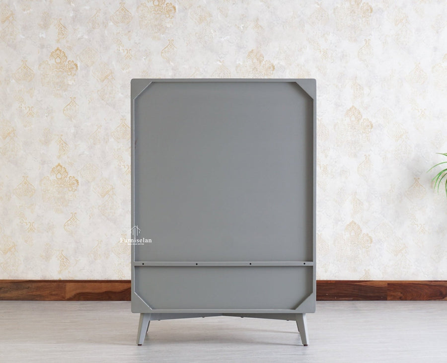 Bengaluru Solid Wood Shoe Rack Cabinet Two Doors and Drawers With Open Storage - Sideboard - Furniselan Cool-Grey