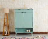 Bengaluru Solid Wood Shoe Rack Cabinet Two Doors and Drawers With Open Storage - Sideboard - Furniselan