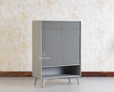Bengaluru Solid Wood Shoe Rack Cabinet Two Doors and Drawers With Open Storage - Sideboard - Furniselan Cool-Grey