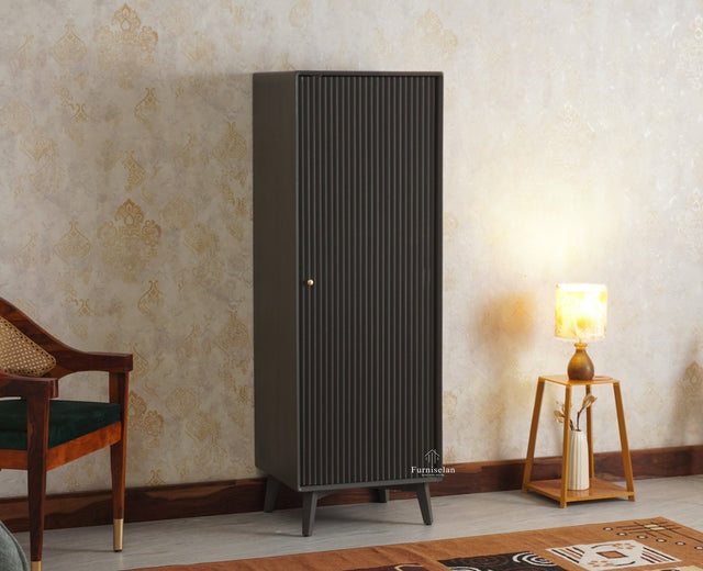 Bengaluru Solid Wood Single Door Wardrobe Cabinet for Kids - Wardrobes & Cabinets - Furniselan Slate-Grey