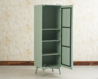 Bengaluru Solid Wood Single Door Wardrobe Cabinet for Kids Furniselan Silt Green