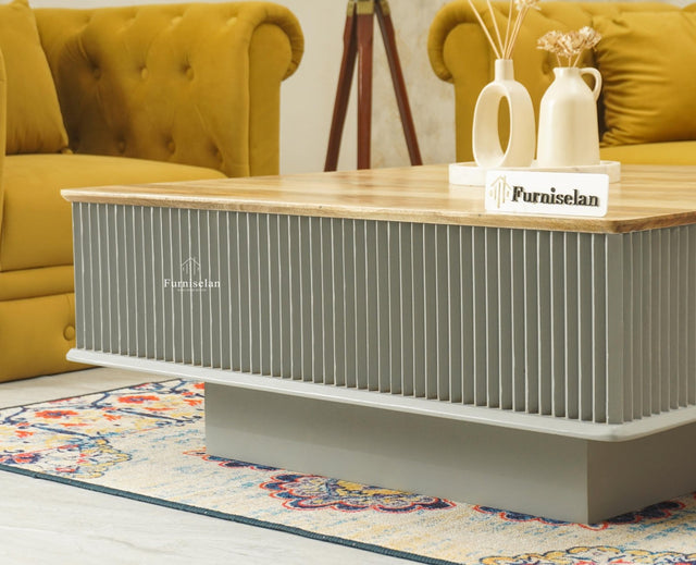 Bengaluru Solid Wood Square Coffee Table Furniselan Cool Grey