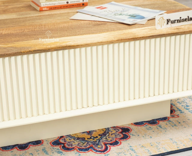 Bengaluru Solid Wood Square Coffee Table - Coffee Table - Furniselan -Frosty White