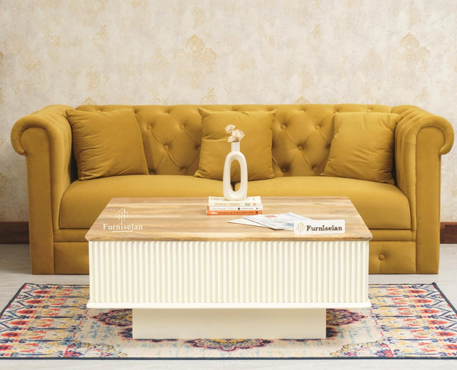 Bengaluru Solid Wood Square Coffee Table - Coffee Table - Furniselan -Frosty White