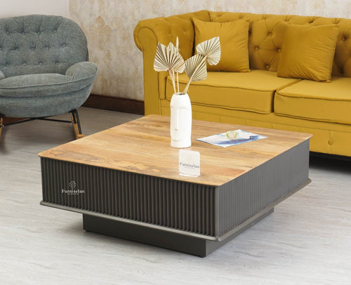 Bengaluru Solid Wood Square Coffee Table - Coffee Table - Furniselan - Slate-Grey