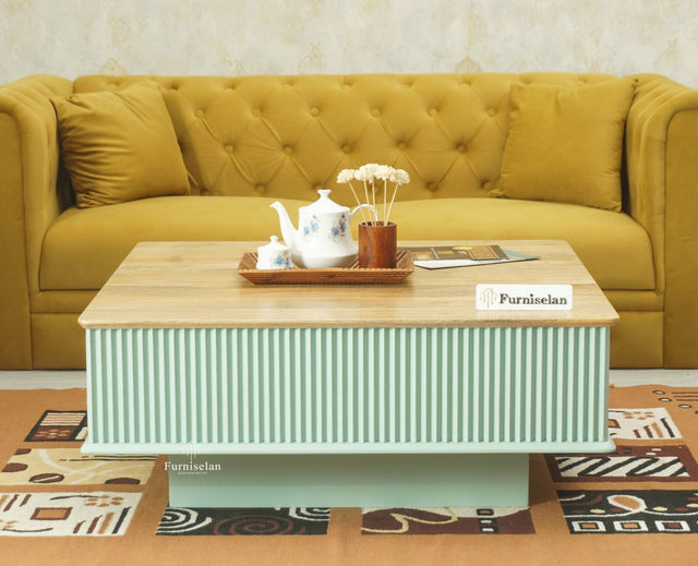 Bengaluru Solid Wood Square Coffee Table Furniselan Silt Green