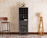 Bengaluru Solid Wood Tall Bar Cabinet - Bar Cabinet - Furniselan Slate-Grey