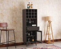 Bengaluru Solid Wood Tall Bar Cabinet - Bar Cabinet - Furniselan Slate-Grey
