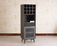 Bengaluru Solid Wood Tall Bar Cabinet - Bar Cabinet - Furniselan Slate-Grey