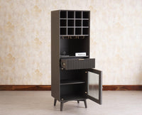 Bengaluru Solid Wood Tall Bar Cabinet - Bar Cabinet - Furniselan Slate-Grey