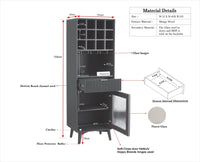 Bengaluru Solid Wood Tall Bar Cabinet - Bar Cabinet - Furniselan Slate-Grey