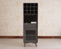 Bengaluru Solid Wood Tall Bar Cabinet - Bar Cabinet - Furniselan Slate-Grey